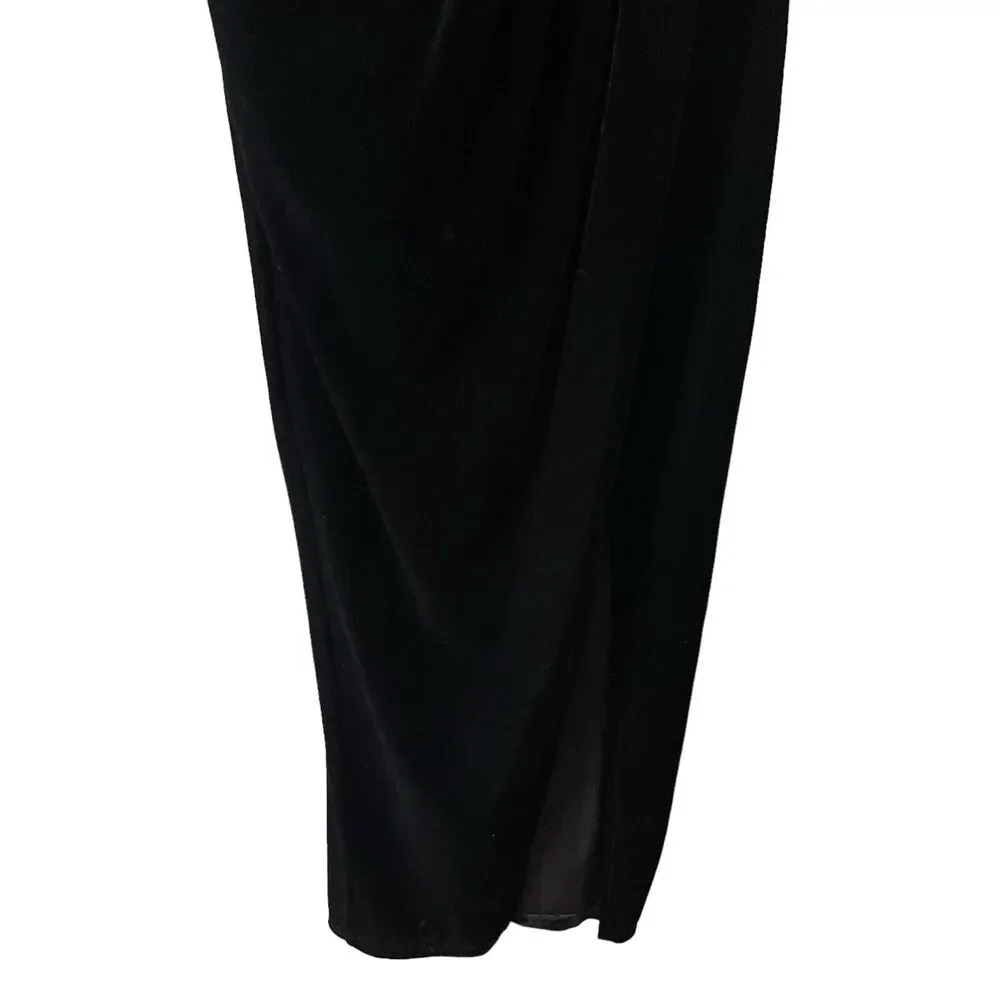 Lulus XL My Dream Come True Velvet Strapless Maxi Dress Black Slit Long - Picture 6 of 13